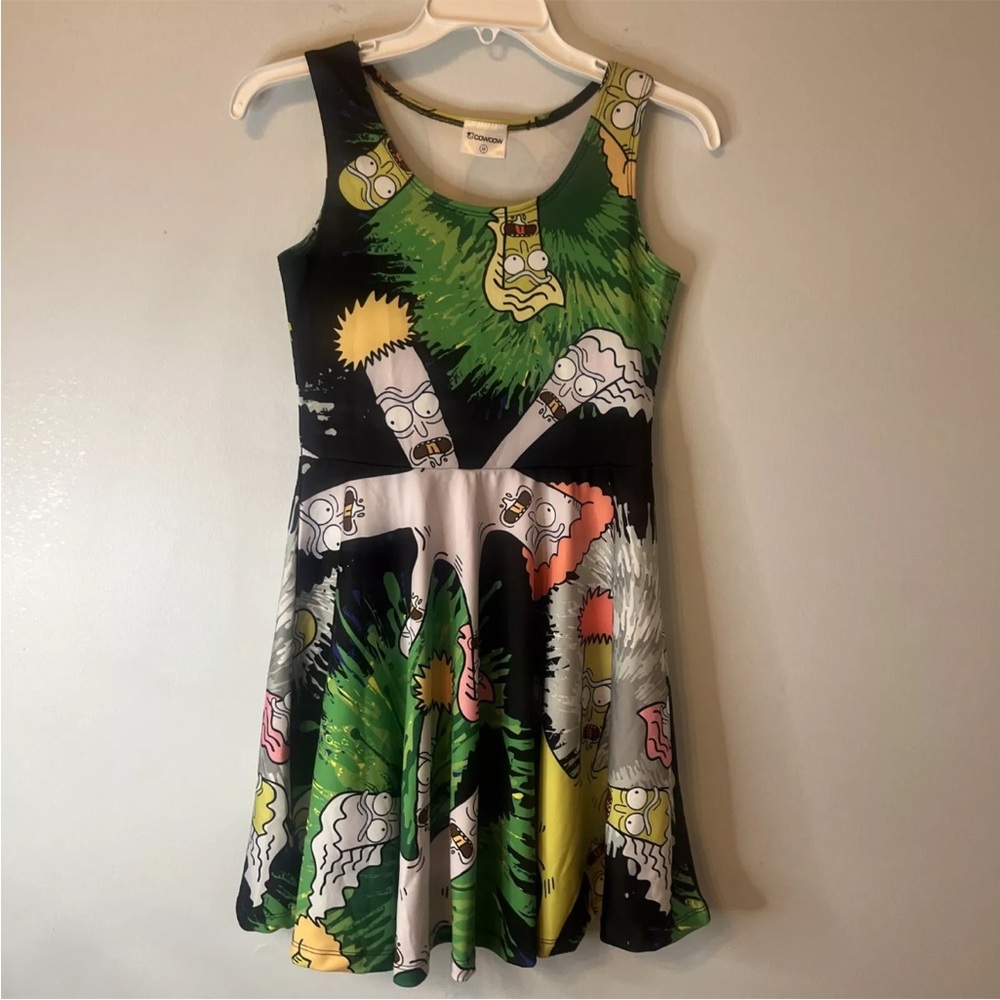 CowCow  Rick & Morty Print Fit & Flare Sleeveless Dress Size M